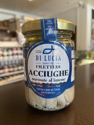 DI LUCIA Filetti di acciughe marinete al limone - sardely marinované v citrónovom náleve  150 g